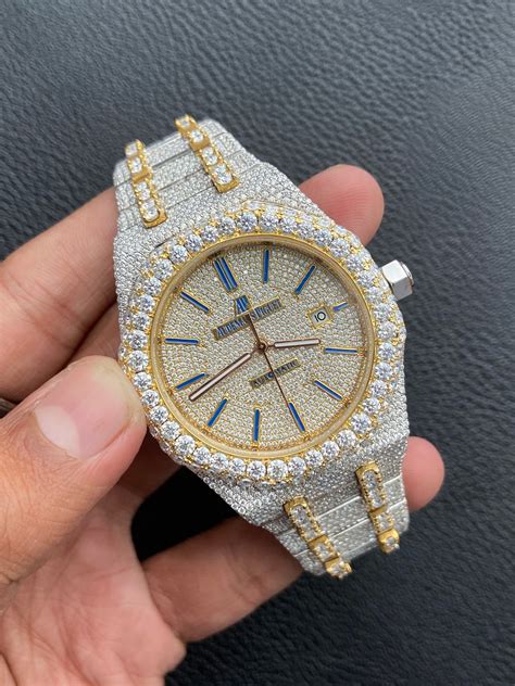 fake diamond gold watches|fully iced out watches.